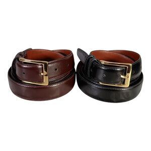 2 Torino Belts European Tanned Cowhide Leather Gold Buckle Black Brown Men's 52